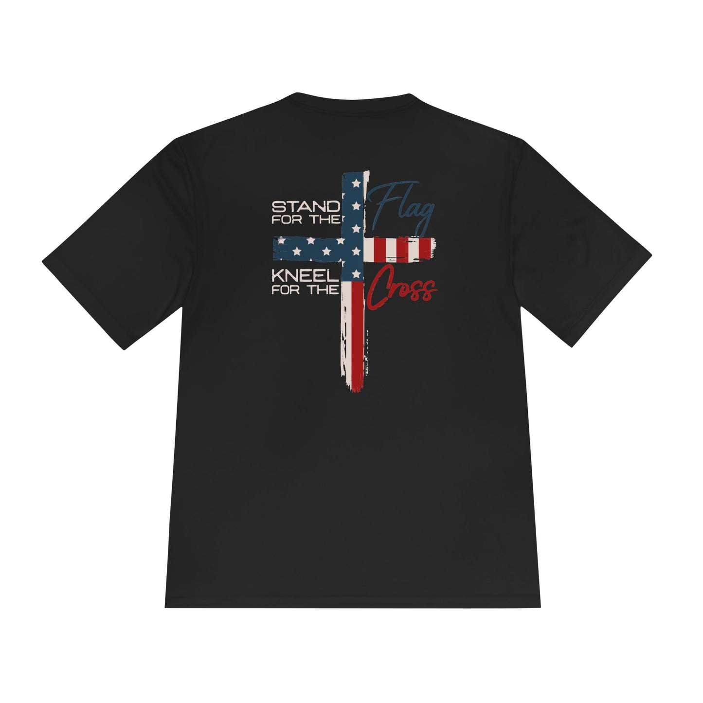 American Flag Cross Tee — "Stand for the Flag, Kneel for the Cross" Patriotic Christian T‑Shirt